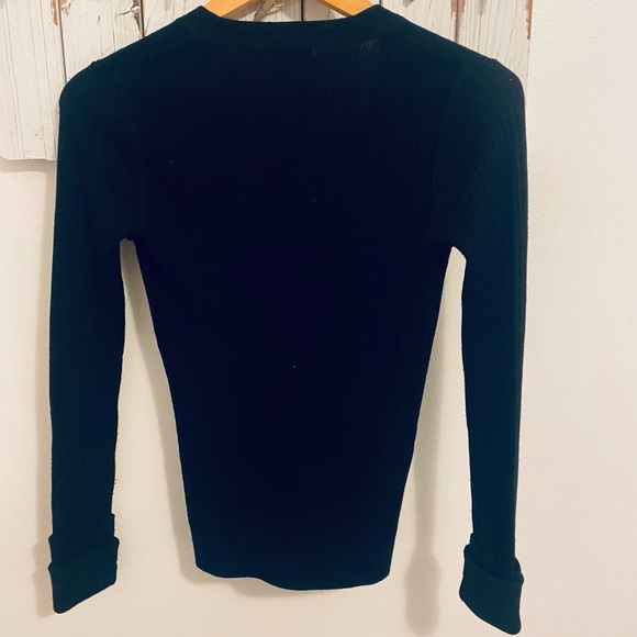 Tory Burch 100% Merino wool cardigan. Black V-neck button-down sweater. - Picture 2 of 2